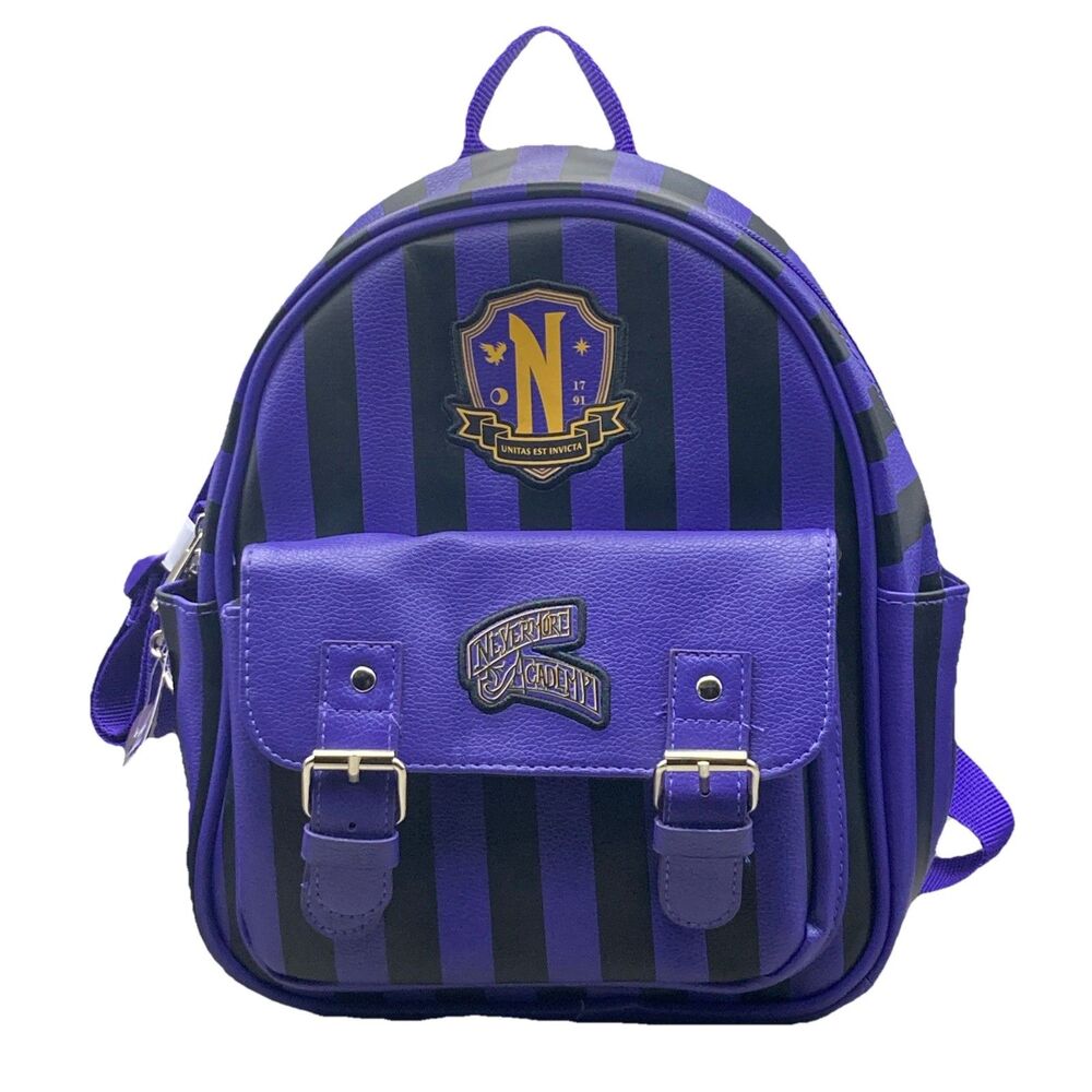 New Innovations Wednesday Addams Nevermore Academy Striped Mini Backpack Bag